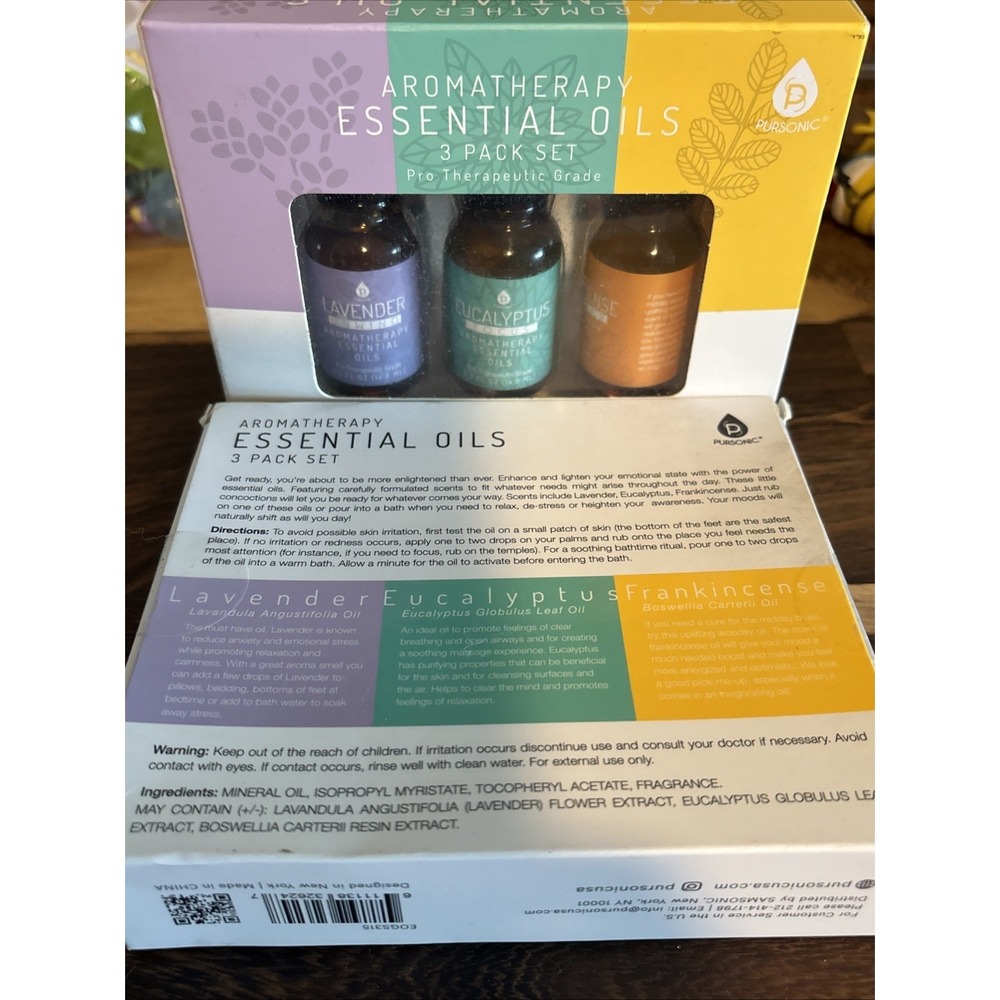 3 PACK‎ Pursonic Essential Oils with Therapeutic Grade 100% Natural
